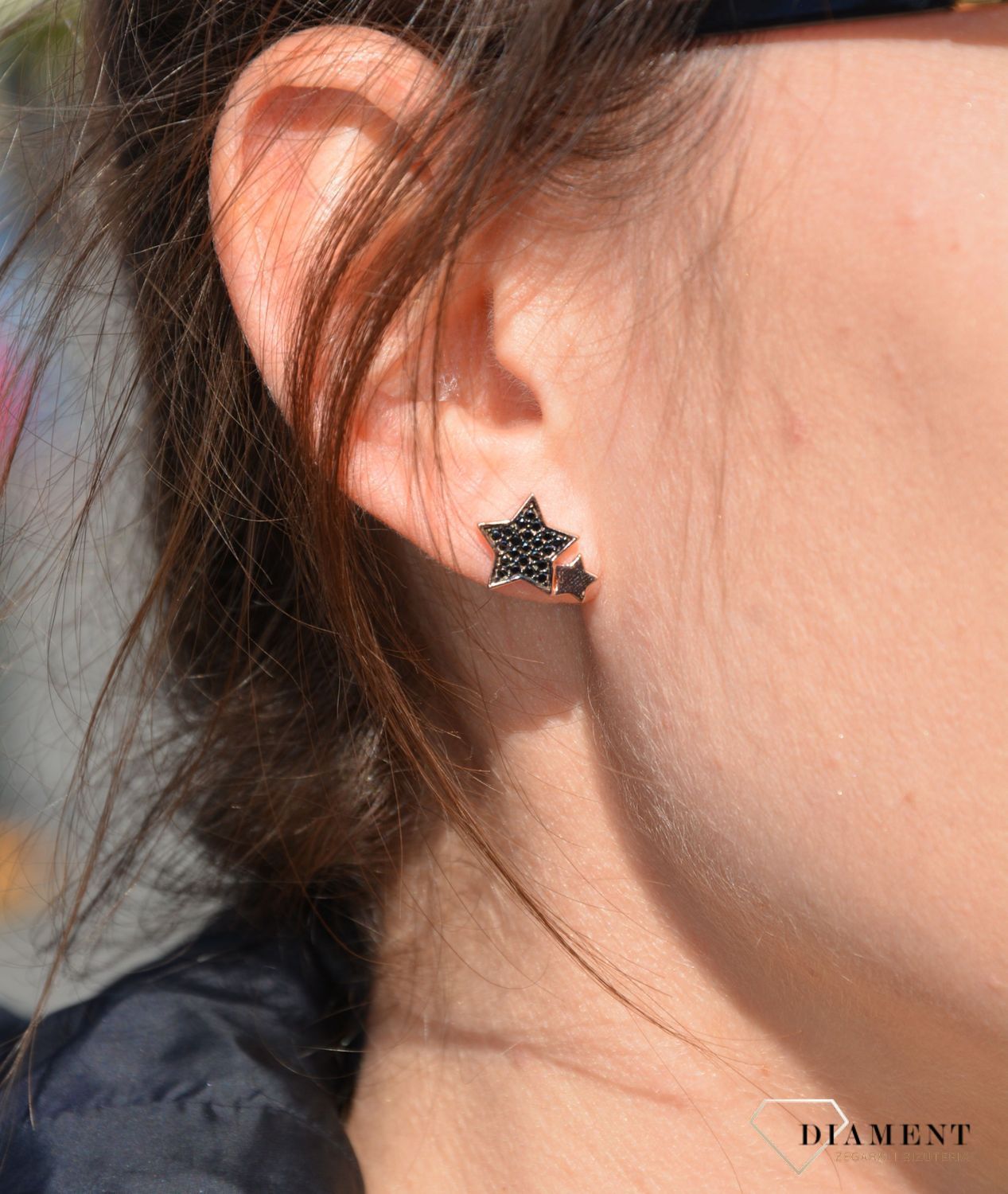 Kolczyki srebrne pozł. gwiazdki z czarną cyrkonią Dall'Acqua K BY 217 065 (4).jpg